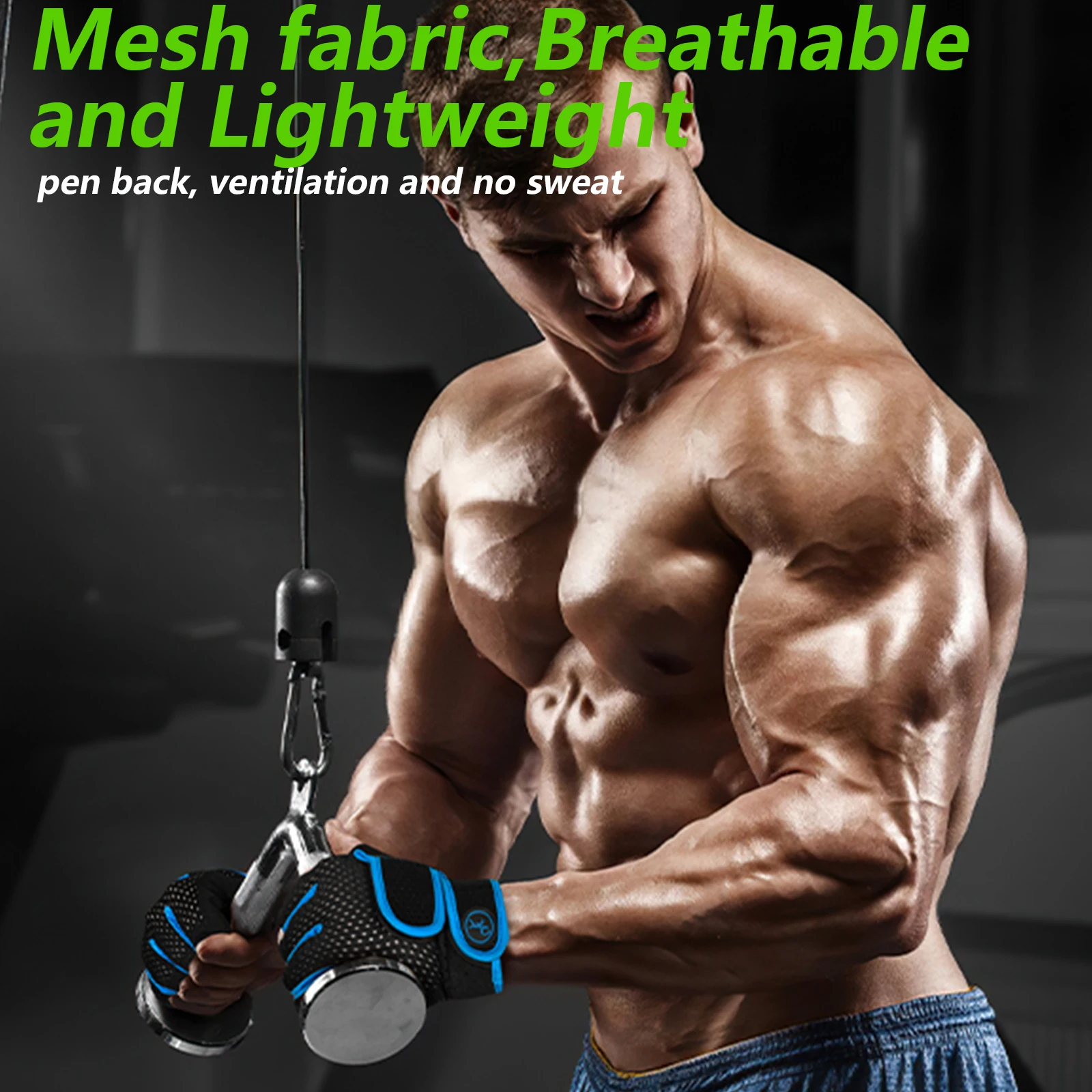 MOREOK Gym Gloves Breathable Anti-slip Pull Ups Training Yoga Body-building Exercise Fitness Workout Weight Lifting Gloves Men 5