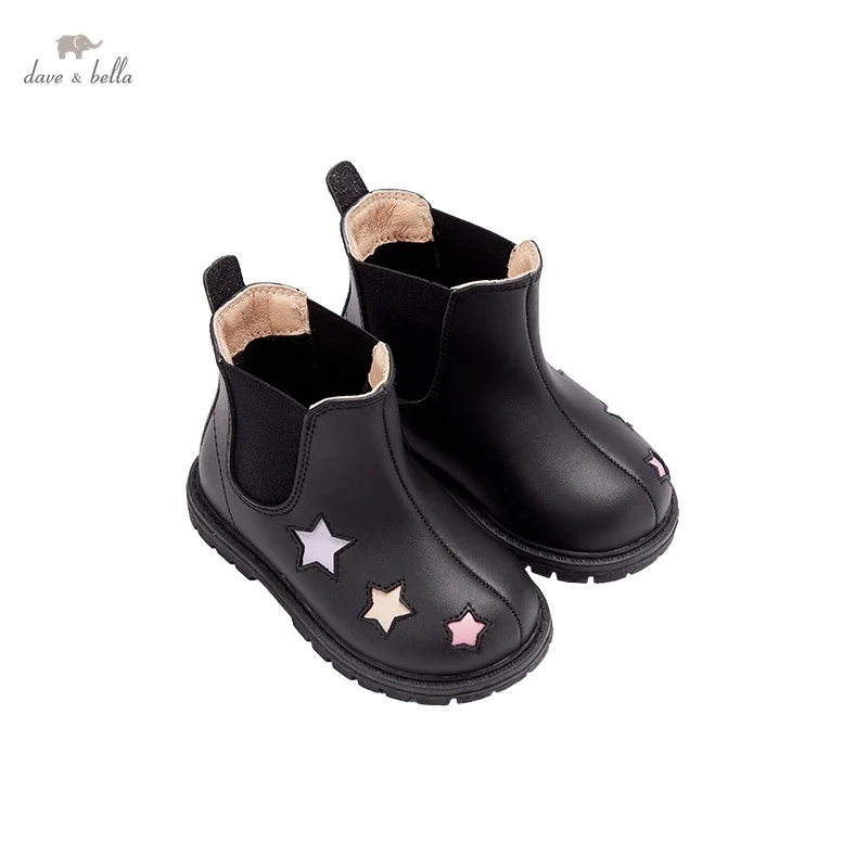 

Dave Bella winter girls fashion stars boots children leather shoes girl high quality boots leather shoes
