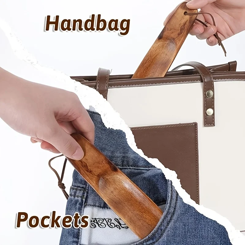 Portable Solid Wood Shoehorn – Durable, User-Friendly Travel Essential for Effortless Shoe Wearing