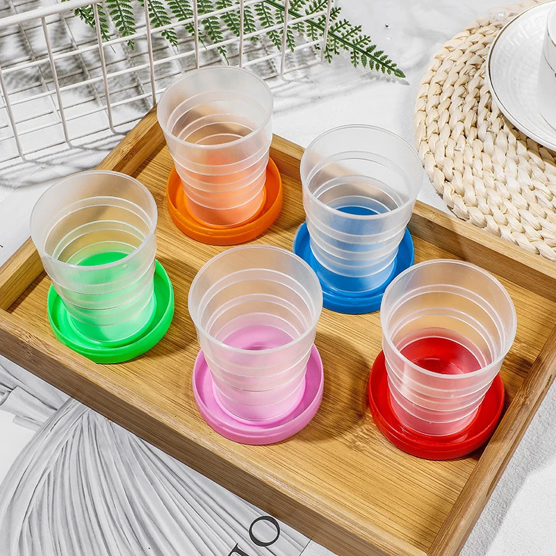 Portable Drinking Cup Silicone/Plastic Retractable Folding Water Cup Outdoor Travel Telescopic Collapsible