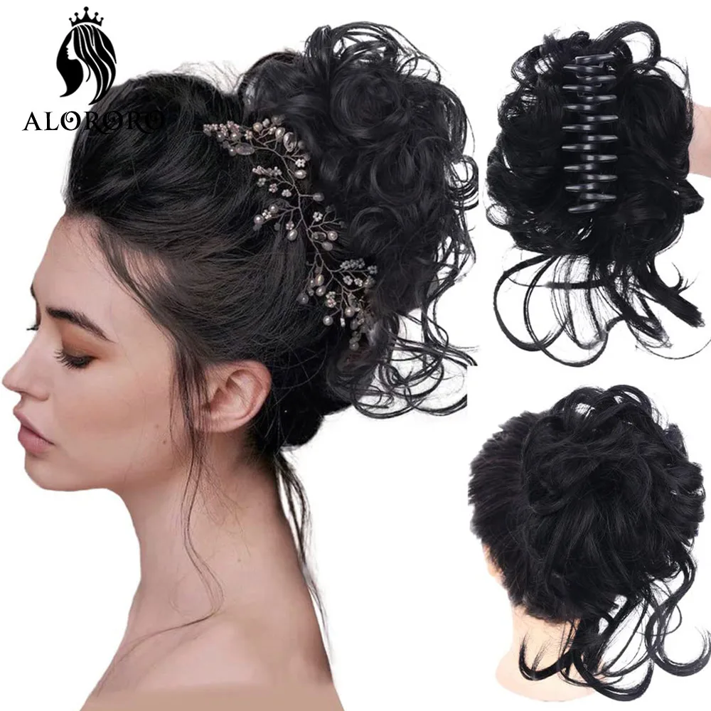 Klauw Clip Rommelige Knot Haar Stuk Warrig Haarbroodjes Extensie Elastische Haarband Paardenstaart Krullend Haar Knot Scrunchie Voor Vrouwen