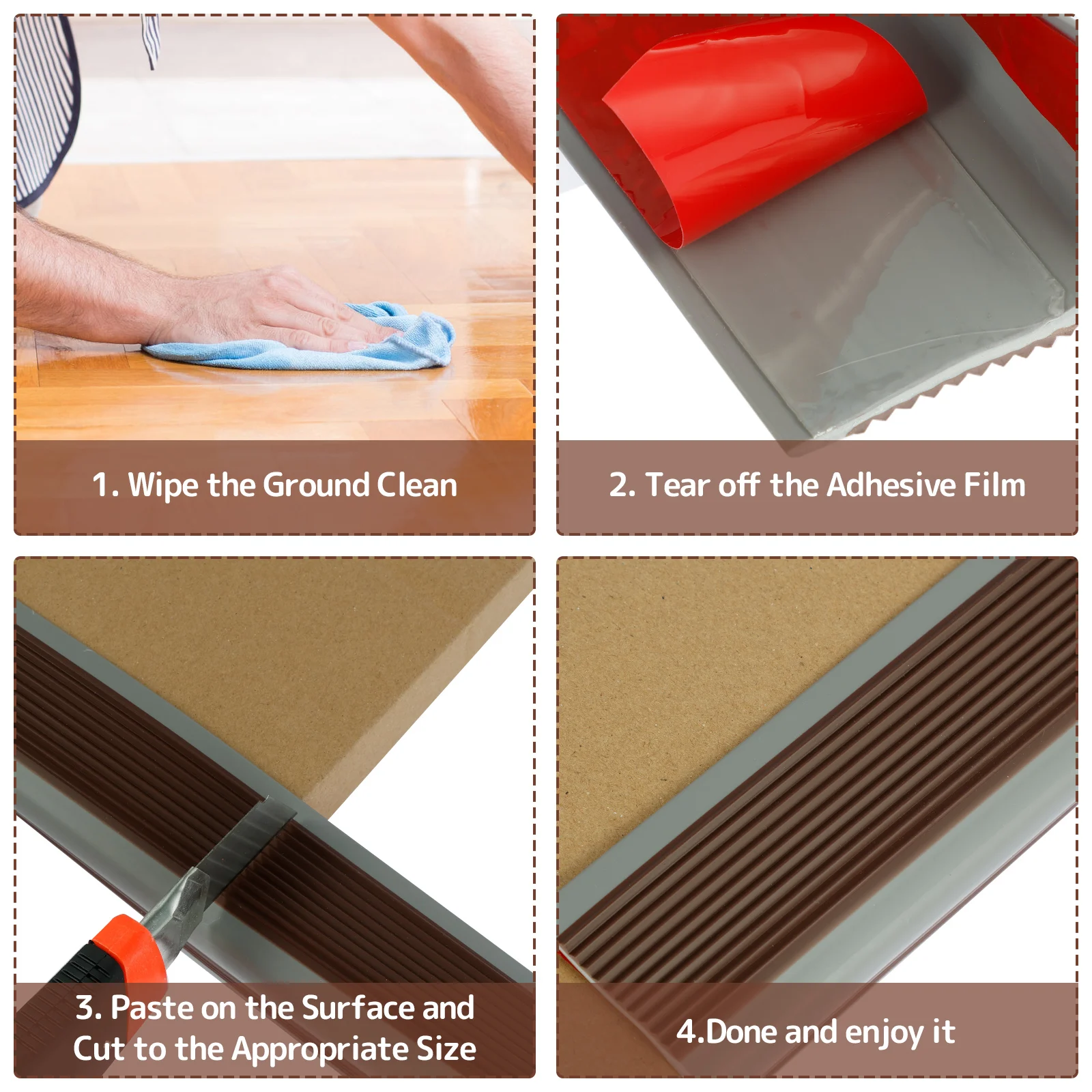 PVC Anti Slip Stair Edge Protector Self Adhesive Trim