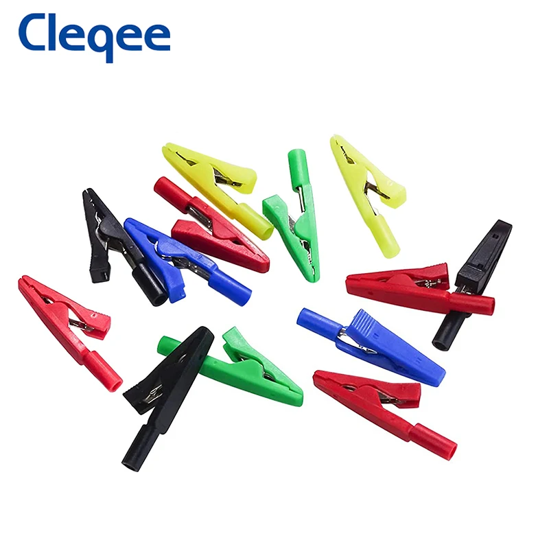 Peakelect P2009 Mini Insulated Alligator Clips with 2mm Socket Crocodile Clamp Connector 300V/10A Electrical Testing Tools
