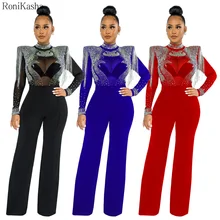 

Women Sequins Rompers Elegant Rhinestone Embellishment Wide Leg Pants Chic Ladies Fringes Bodycon Jumpsuit Birthday Outfits
