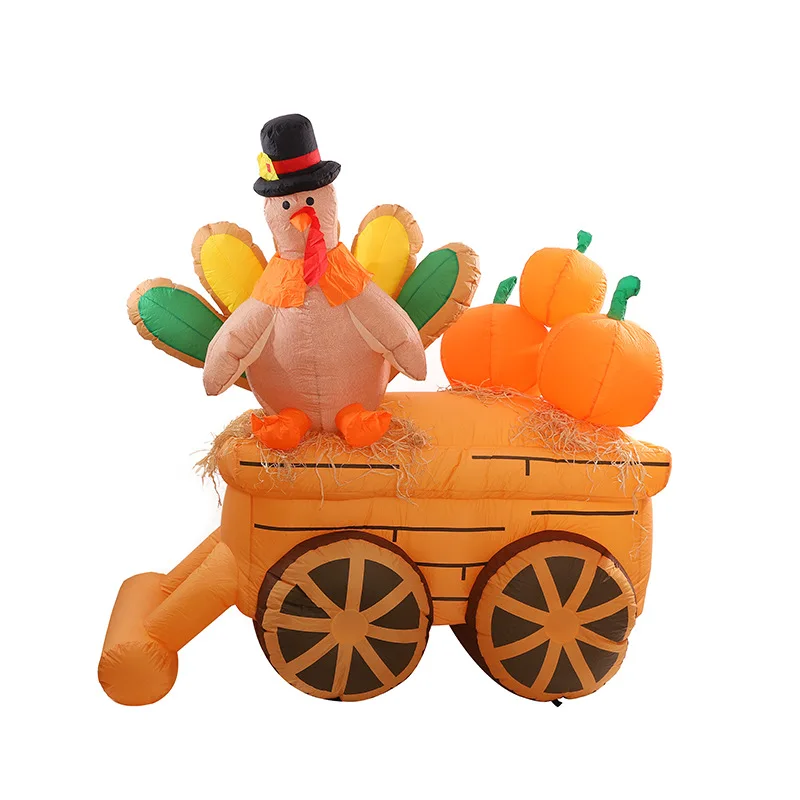 

Thanksgiving Inflatable Turkey Pumpkin Cart Outdoor Decorations Fall Harvest Party Inflatable Turkey Yard Garden Decoration Prop