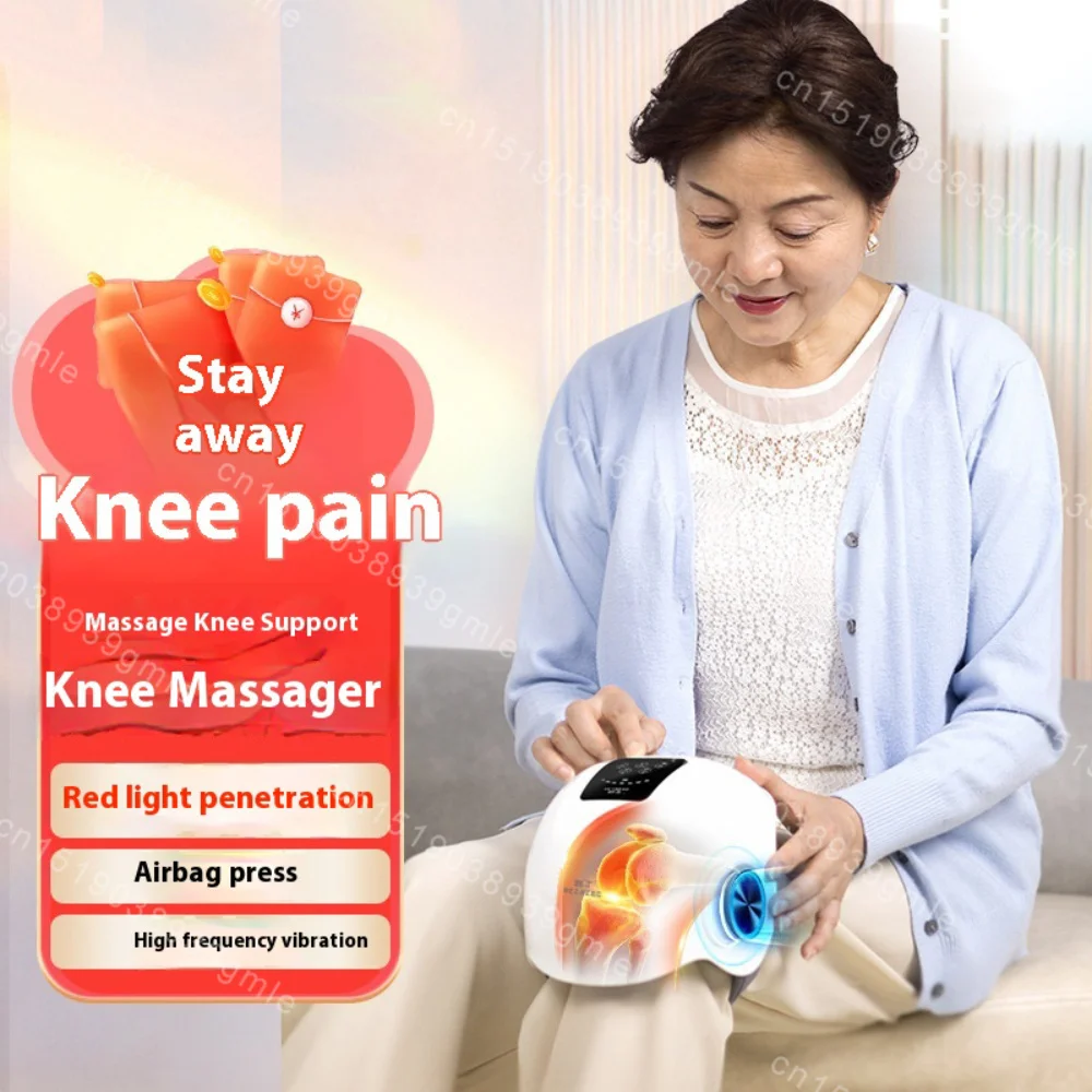 Smart Knee Massager Wireless Red Light Infrared Air Pressure Vibration Therapy for Stiff Joints Muscles Injuries Swelling Relief