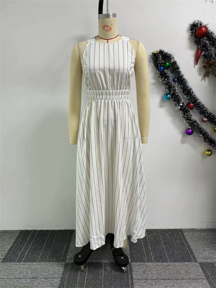 Wmstar Women's  Dress New in Summer Sleeveless Fashion Elegance Striped Elastic Waist Dresses Wholesale Dropshipping 2024