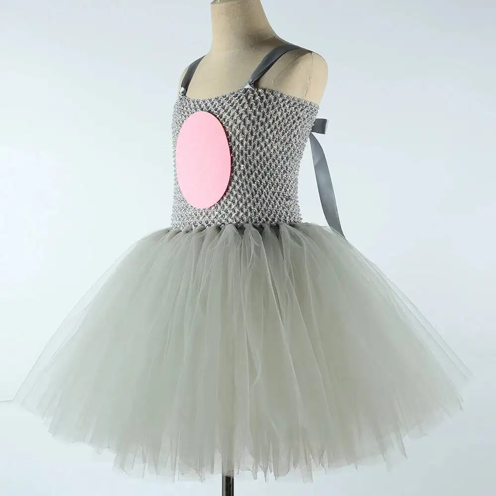 Baby Mädchen Graumaus Kostüme für Kinder graue Ratte Prinzessin Kleider mit Ohren Fliege Schwanz Kinder Halloween Geburtstag Tutu Outfit – Detail 15