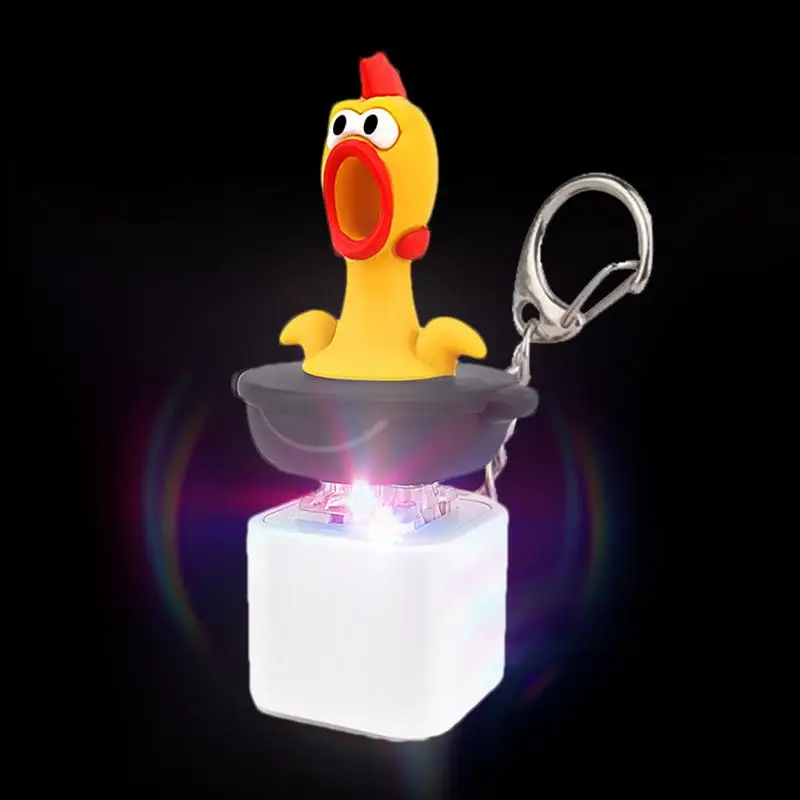 Creative keyboard keychain Chicken keycap Keychain with Sound and Light Button Sensory Toy Stress Relief Pendant for Kids Adults 3