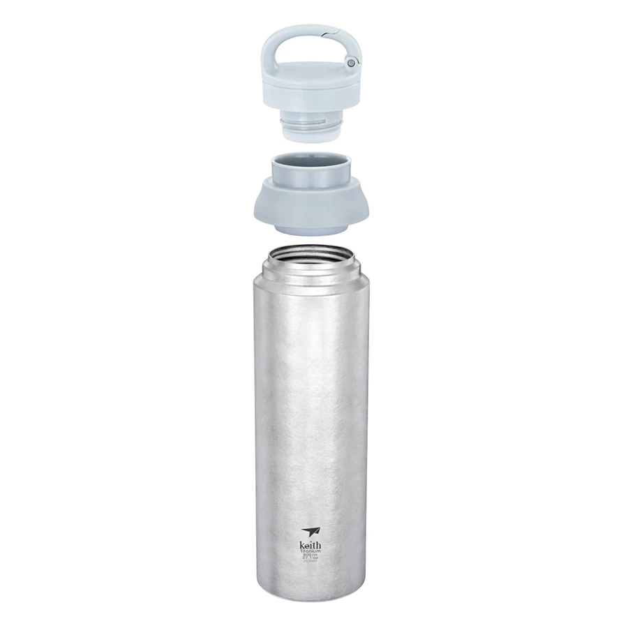 Keith Titanium Vacuum Insulated FlexLid Bottle for hiking, cycling-800ml Ti3106