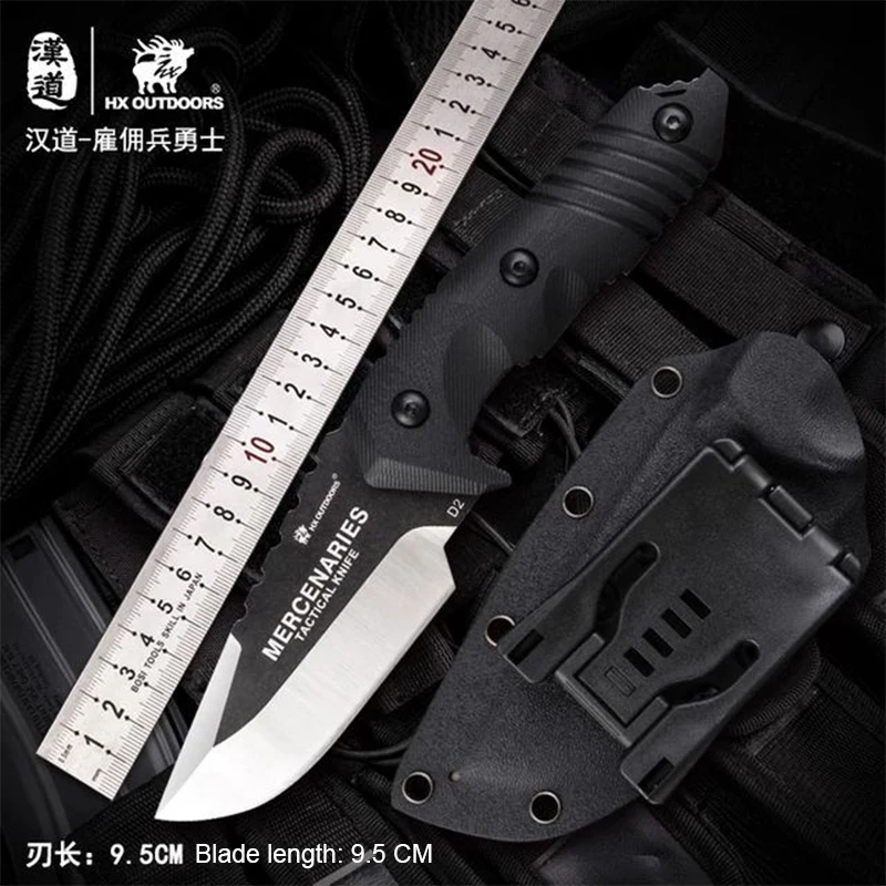 

Handow D2 Steel outdoor tactics straight knife Wilderness jungle adventure knife G10 handle car camping self-defense knife