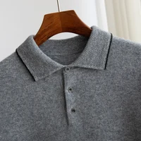 Printemps/été nouveau manches courtes 100% Pure laine hommes POLO pull gilet décontracté affaires ample solide Solor T-Shirt vêtements pour hommes 5