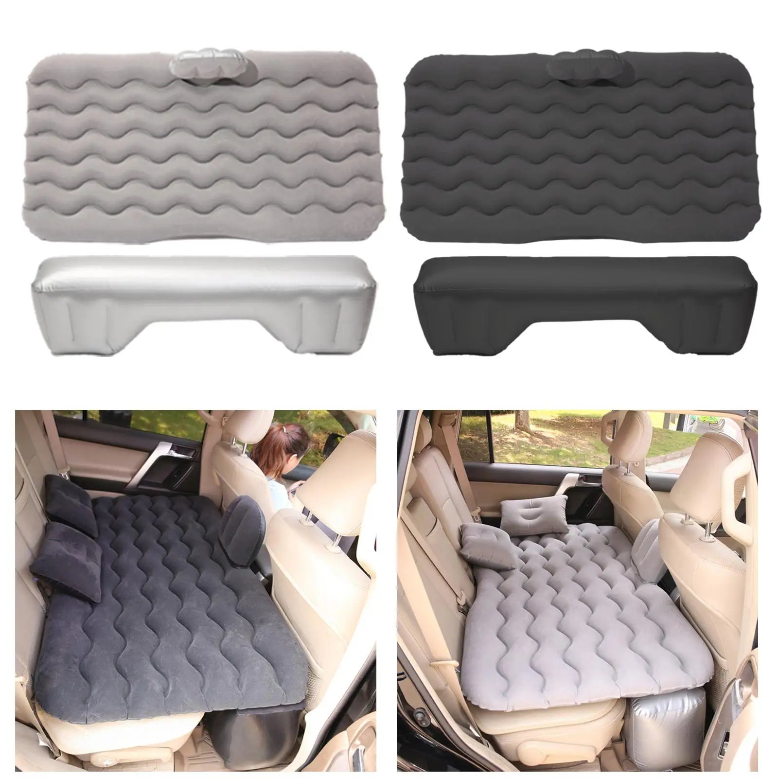 Inflatable Car Air Mattress, Backseat Bed w/, Portable Car Mattress for Camping Travel, Home Sleeping Pad w/ Electric Air Pump