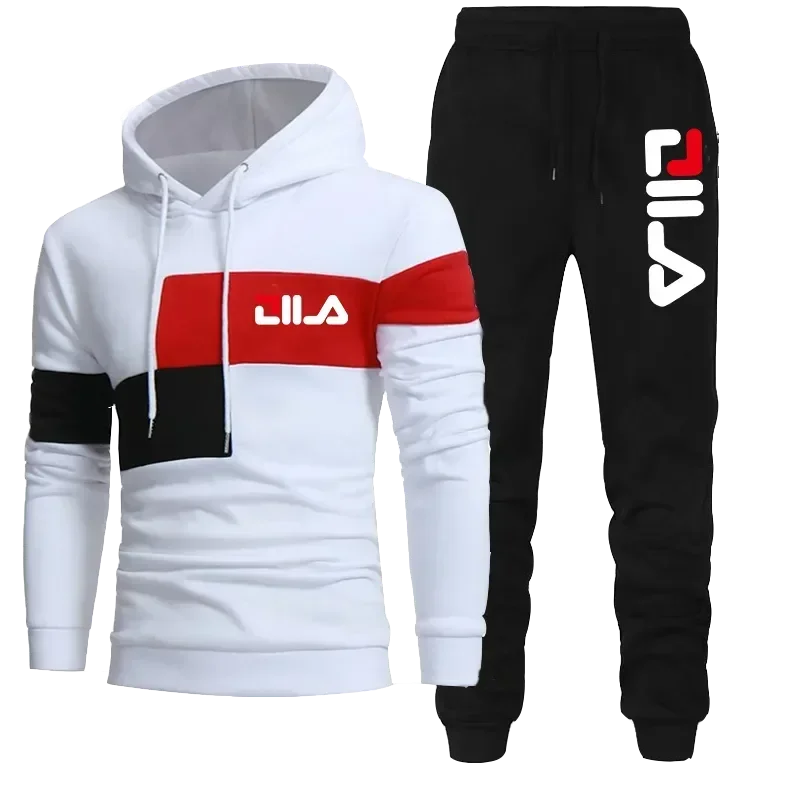 Spring and Winter Men's tracksuit Hooded sweatshirt and jogging pants Street wear printed high quality gym wear