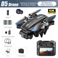 8K HD Aerial Drone with Dual Cameras, Intelligent Obstacle Avoidance, Brushless Power, and GPS Return (D5 - 8K HD - Black)