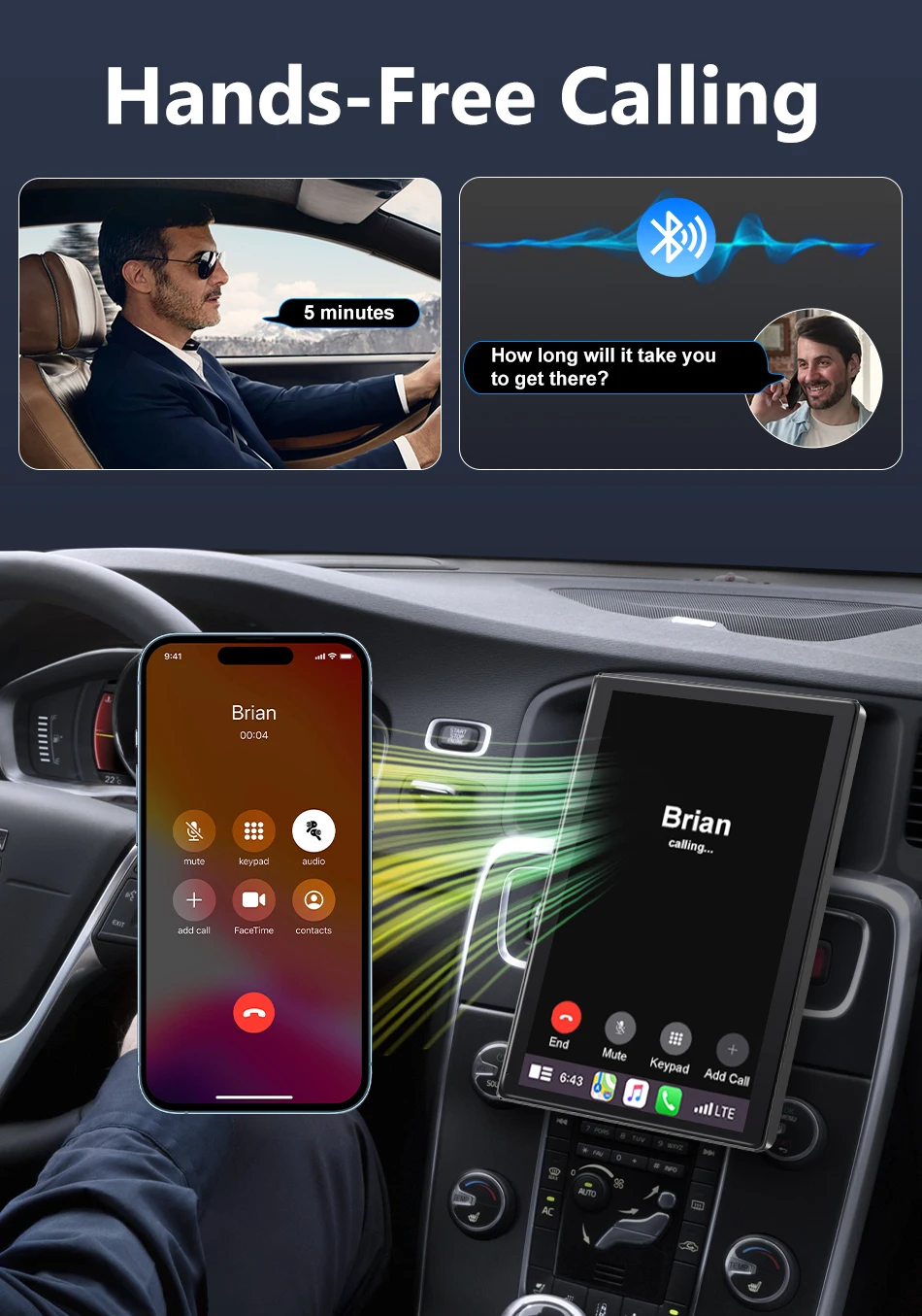 7/8 inch Carplay Screen Carplay/Android Auto Horizontal/Vertical Screen Navigation Car Radio Portrait&Landscape
