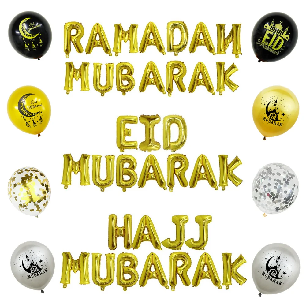 Eid Munarak Ballon Set Goldfolie Latex Ballons für Muslim Festival Home DIY Dekoration Ramadan Kareem Party Ballon Globos
