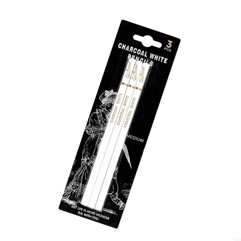 2/3/4x Highlight Pencil Drawing Charcoal Pencils White Sketching Pencils Highlight Pen for Sketching Drawing and Shading