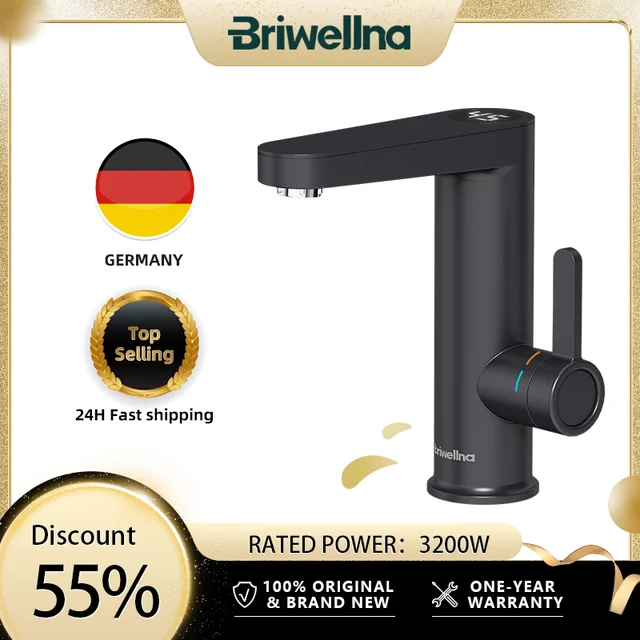 Chauffe-eau électrique Briwellna, robinet d'eau chaude 2 en 1, robinet de lavabo sans réservoir, chauffe-eau instantané 220V pour salle de bain 1