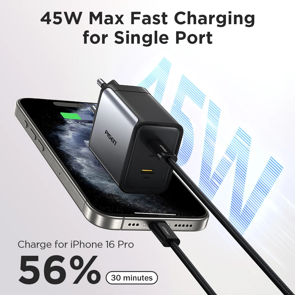 PISEN Charger GaN Portable Fast