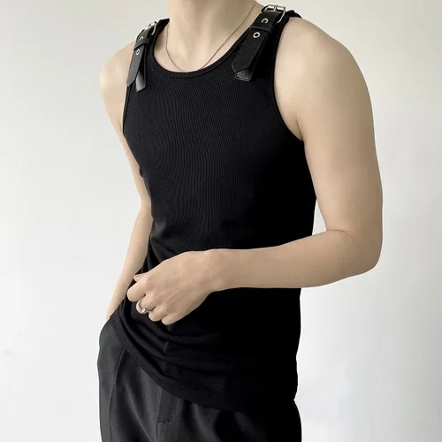 Men Invisible Shoulder Strap Slim Fit Tank Tops Women Streetwear Fashion Vintage  Sleeveless Party Dress Tshirts Vest Tees Shirts - AliExpress