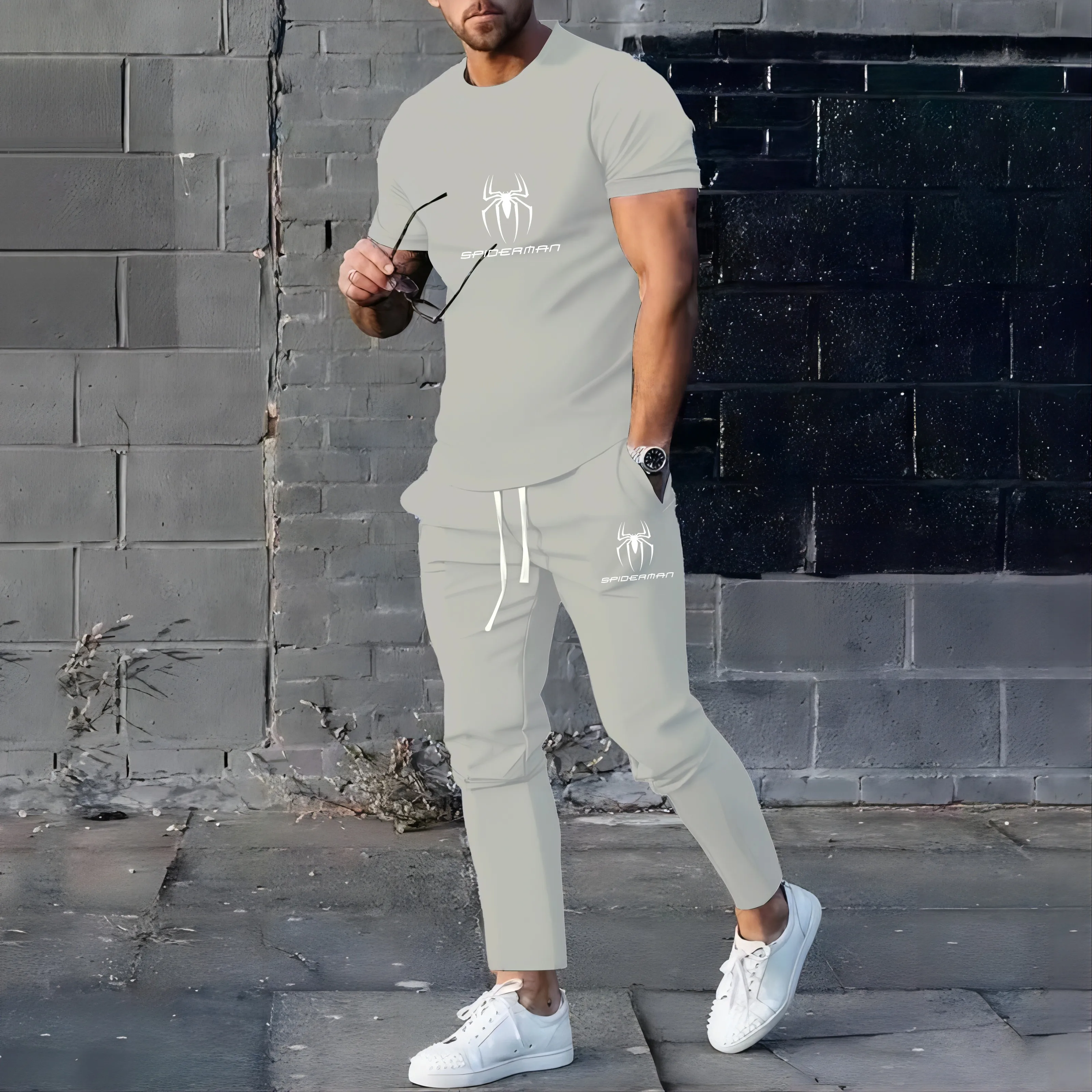 2024 Hot Selling New Summer Men's Suit Casual Pants Suit 3D Printed Clothes Round Neck T-Shirt Men's Short Sleeve 2-Piece Set 3