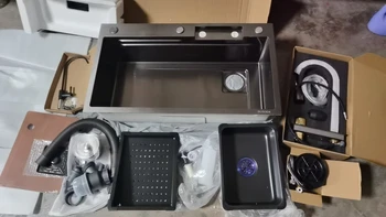 อ่างล้างจานอัจฉริยะสุดหรู สแตนเลส อเนกประสงค์ ดีไซน์ทันสมัย แบบน้ำตก อ่างเดี่ยว แบบฝังใต้เคาน์เตอร์ พร้อมชุดอุปกรณ์ดิจิตอล 2