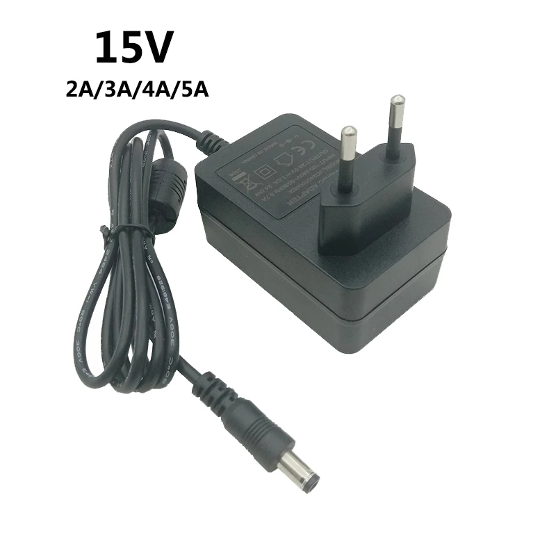 

15V 2A 3A 4A 5A 15 V Power Adapter Supply 15 Volt Converter EU US Plug 5.5mmx2.1-2.5mm DC Adaptor 15V5A Transformer Switching