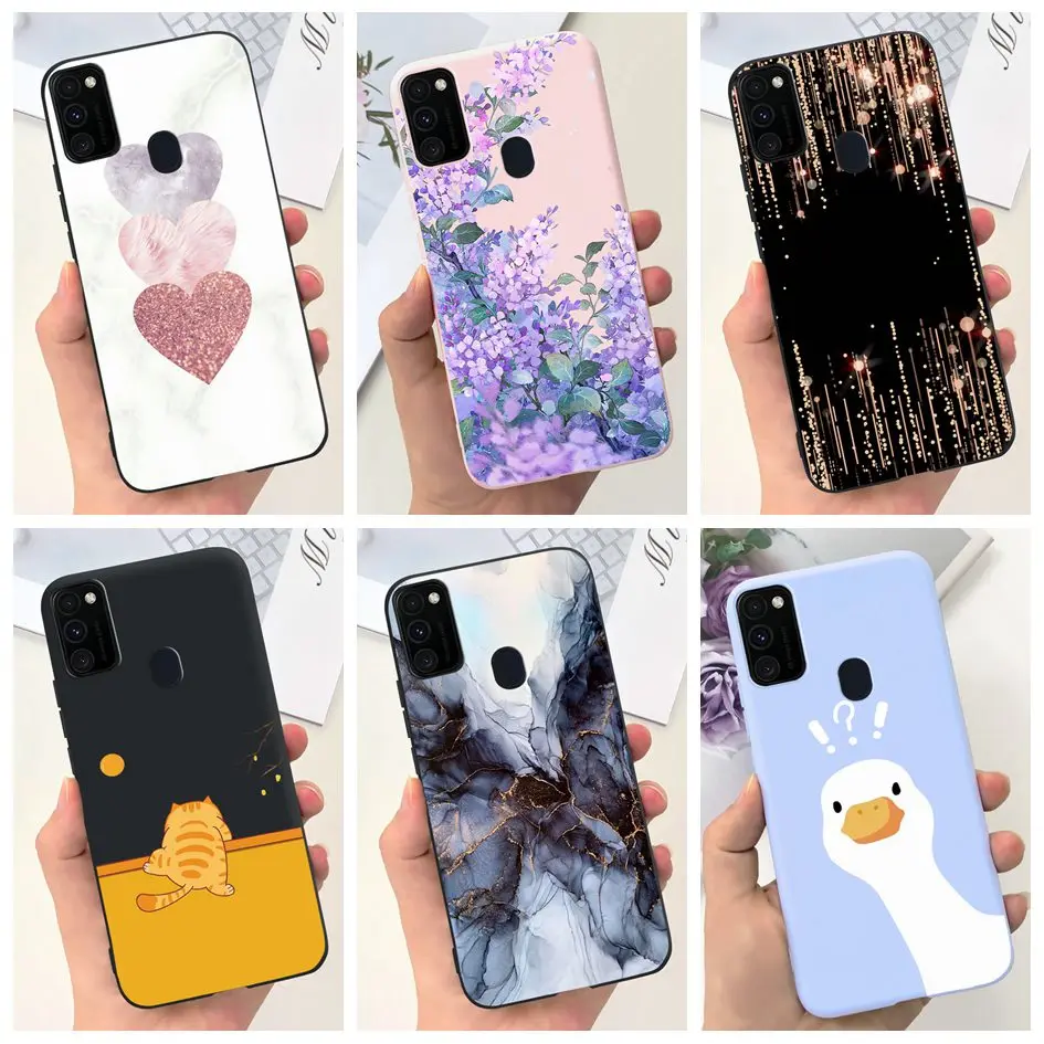 Чехол для Samsung Galaxy M21 M30S 2020, роскошный чехол с мраморным цветком и мультяшным рисунком, мягкий силиконовый чехол для Samsung M21 2020, разноцветные чехлы