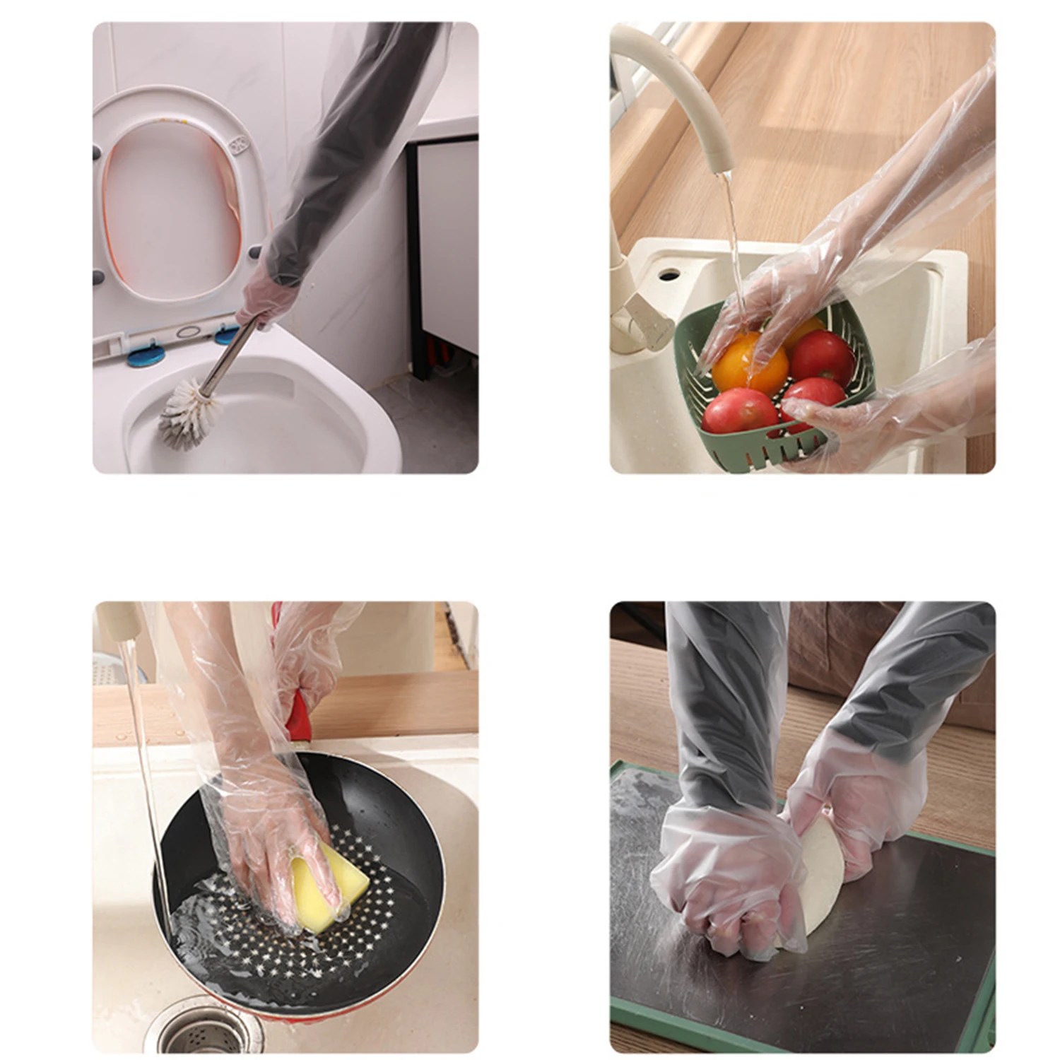 10PCS Multifunctional Disposable Gloves Waterproof Transparent Glove Durable Thickened Cleaning Long Gloves Cooking Kitchen