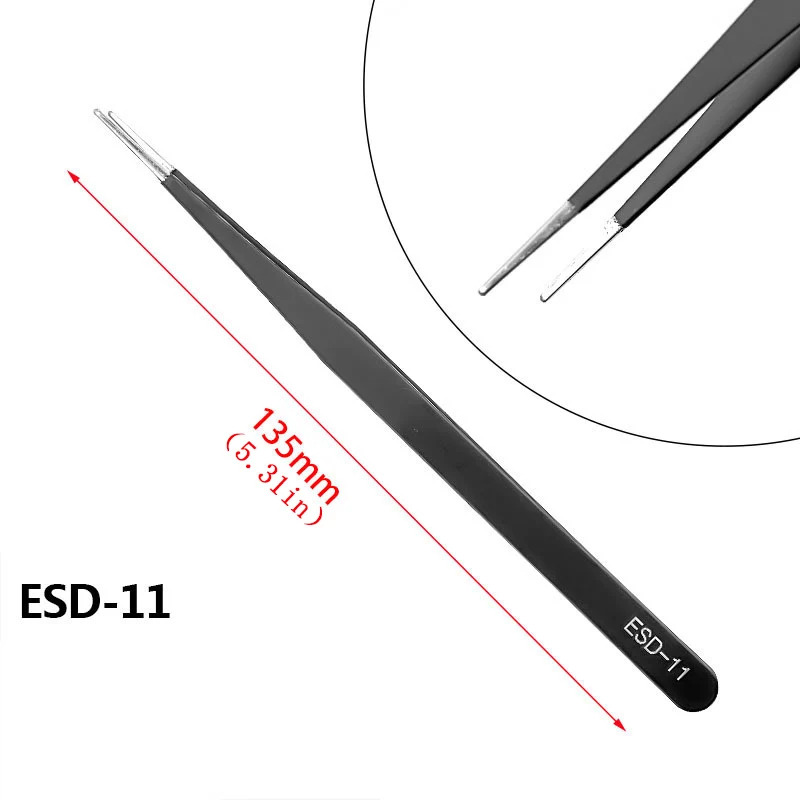 Precision Anti-Static Stainless Steel Tweezers Set Image 1