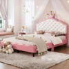 Full Size Bed Frame with CrownTufted Headboard, No Box Spring Needed, Upholstered Princess Bed Frame 3