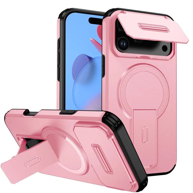 Armor  Case with Slide Camera Lens Protector and Wireless Charging Compatibility