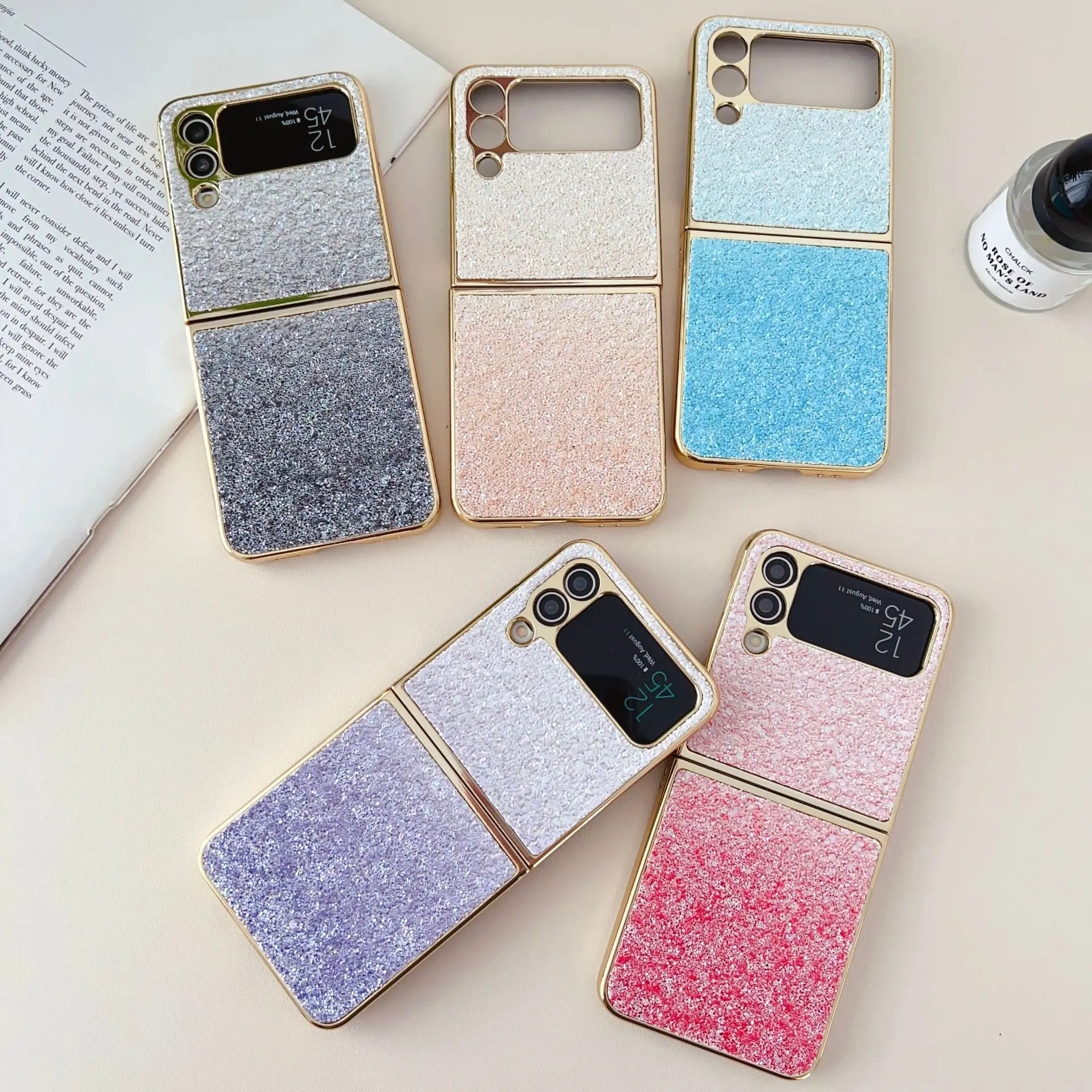 

Fashion Graduate-color Electroplated Phone Case For Samsung Galaxy Z Flip 5 4 3 Collapsible All-inclusive Fall Protection Cover
