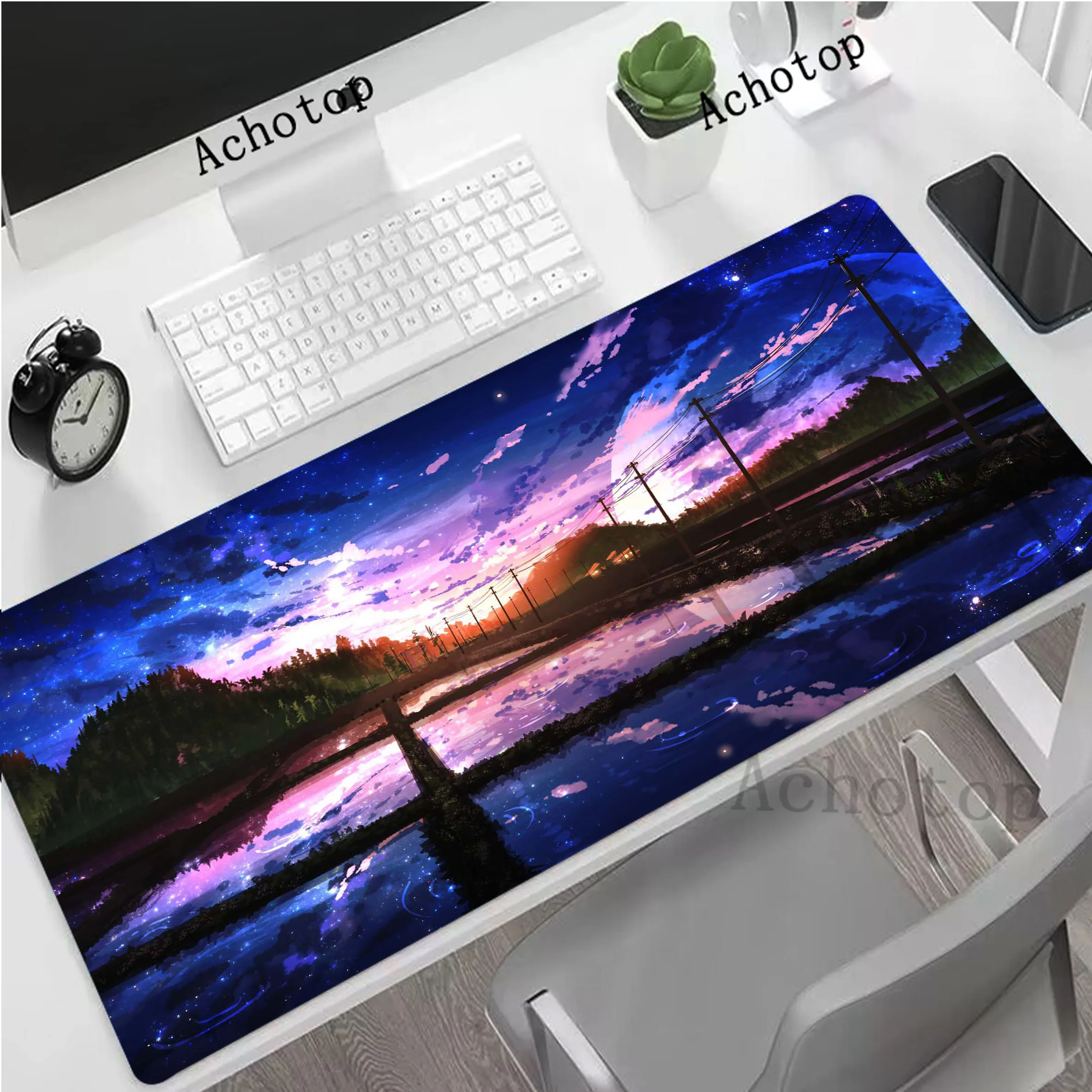 

Anime Scenery Large Mouse Pad Pc Gamer Mousepad HD Print Gaming Keyboard Pads XXL Locking Edge Table Carpet Rubber Desk Mat