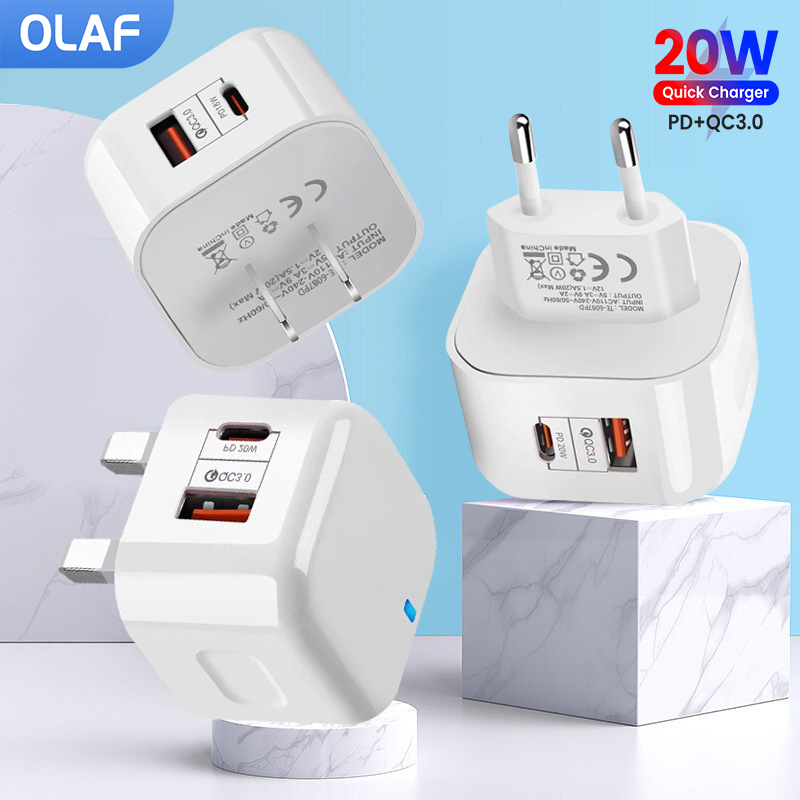 PD 20W USB Type C Charger Fast Charging Adapter Phone Quick Charger For iPhone Samsung Xiaomi Huawei Wall Charger EU/US/UK Plug