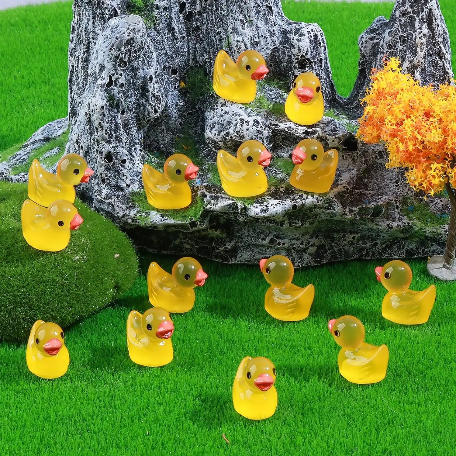 Petit Canard 100 Mini Canards Lumineux Wondsea - Résine Colorée - Pour Décoration DIY/jardin/aquarium Mini Figurine