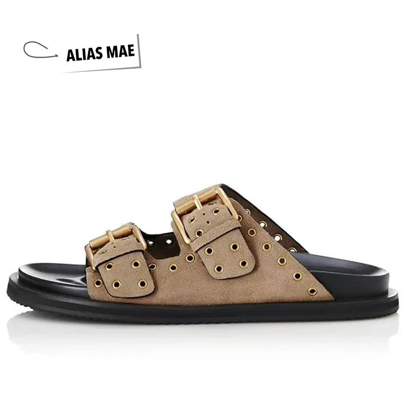 Summer women's shoes fashion casual rivet a line with open toe outside to wear slippers