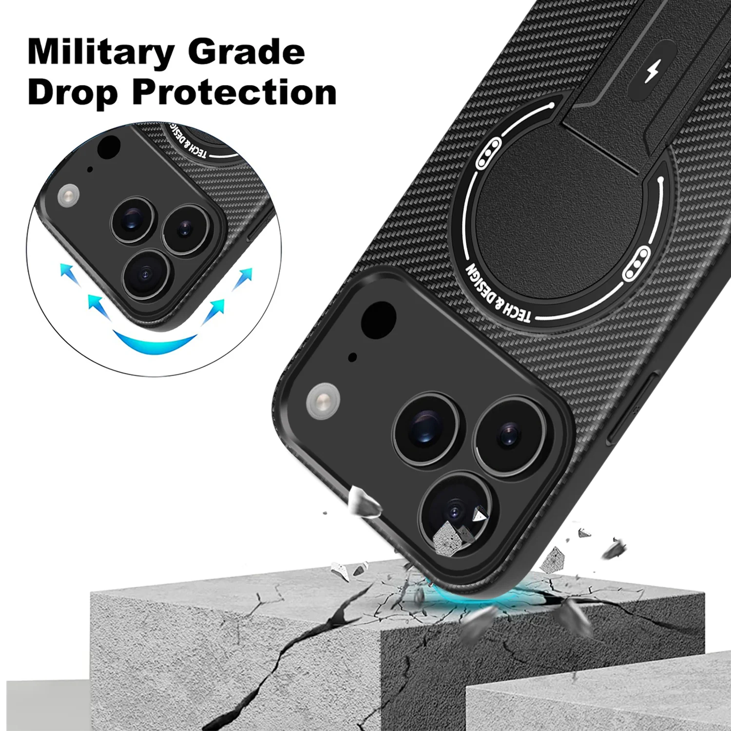 Magnetic Wireless Charging Foldable Stand Phone Case with Magsafe Cover