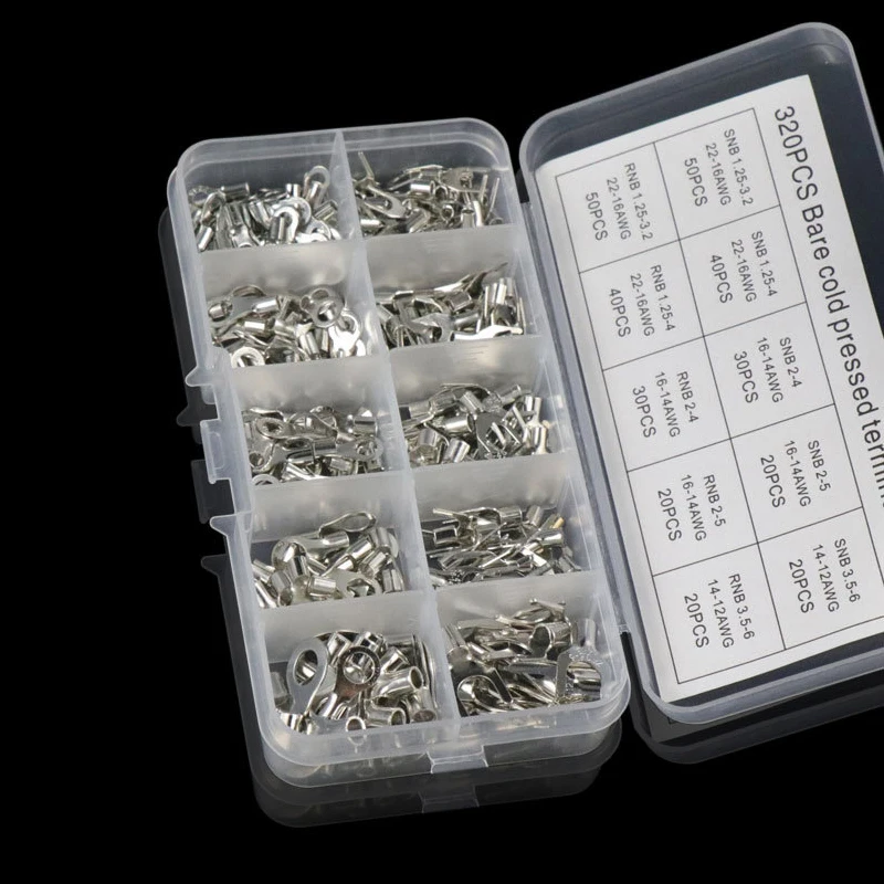 Envio Gratuito de Fio Conector 0.54 mm Quadrado Terminal Eletrico 320 Peças Encaixotado Friso Pressionado Terminal u em Forma de o