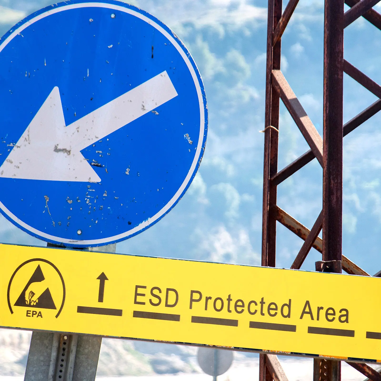 1 롤 Esd 경고 테이프 스티커 실내 실외 사용을 위한 고대비주의 스티커 자체 접착 포장 안전