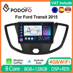 PodoNuremberg-Autoradio Android CarPlay, 4G, lecteur de limitation, GPS, stéréo, 2Din, unité principale, voix AI, IPS, DSP, Ford ATIC 2015
