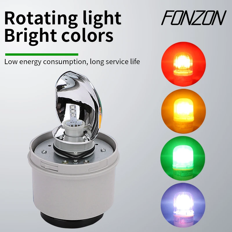 LTE-1101J Rotating Warning Light with Buzzer 12V/24V/220V Waterproof Flashing Signal Light Industrial Signal Safety Alarm