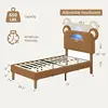 VECELO Twin Kids Upholstered Bed Frame with LED Cute Bear Ear Platform Bed with Adjustable Headboard No Box Spring Need 3