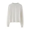 Women Fashion Autumn New Long Sleeved Jewelry Buttons Round Neck Knitted Sweater Cardigan Chic Female Knit Coat Mujer 3