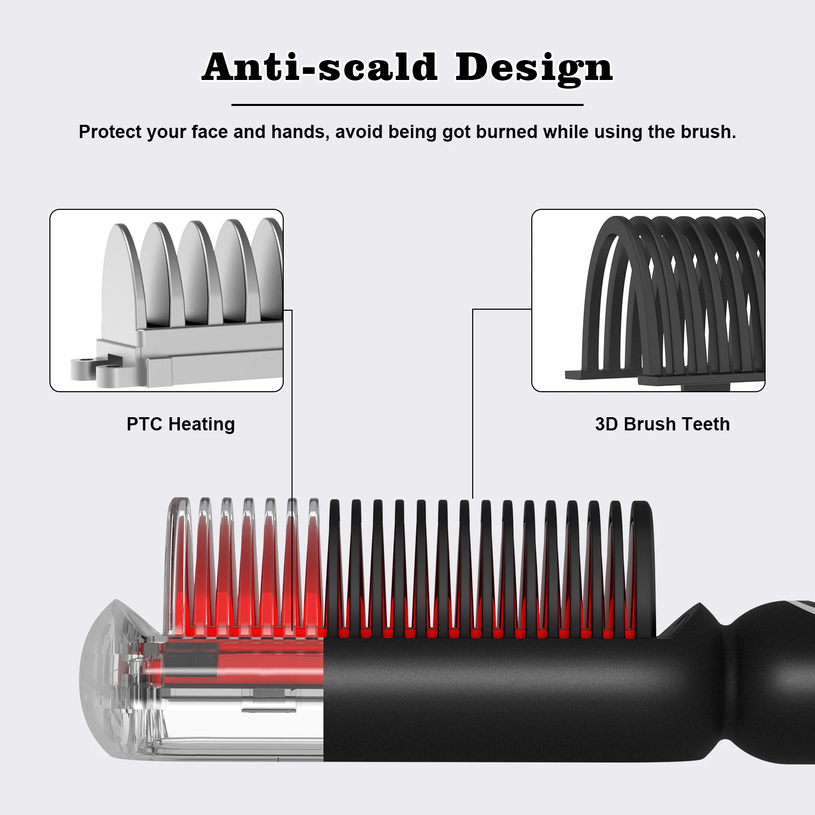 Trending Electric Hot Comb Multi Straight Hair Straightener Brush Negative Ion Anti-Scalding Styling Tool With Free Gift