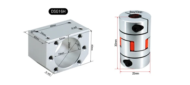 Alloggiamento Dado Per Vite A Ricircolo Di Sfere DSG16H - Per SFU1604/1605/1610, Fresatura CNC