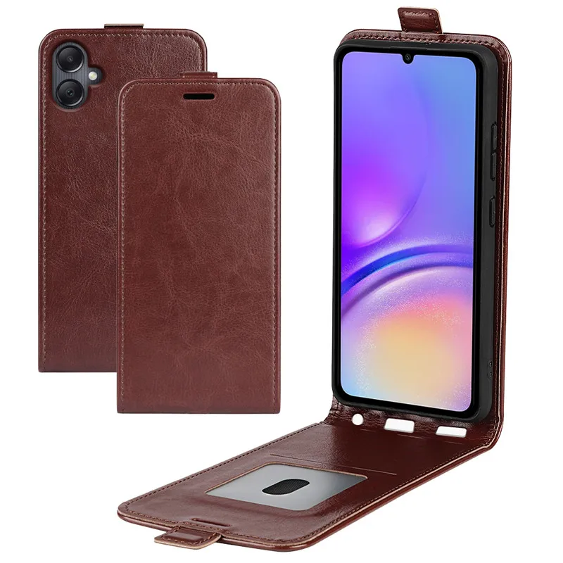 Luxury Phone Cover For Samsung Galaxy A06 Vertical Flip leather Case For Samsung Galaxy A06 Case Wallet Retro Plain