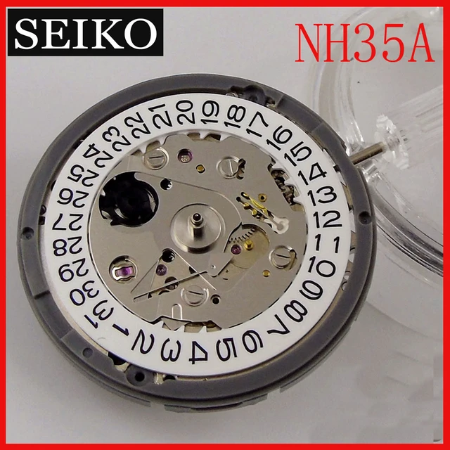 اليابان Seiko NH35A الحركة الميكانيكية NH35 الأبيض dateعجلة 24 جواهر  التلقائي الذاتي لف عالية الدقة لف الجذعية مجموعة ساعة - AliExpress