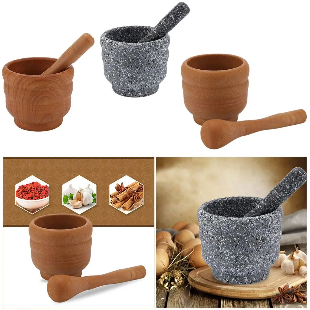 Mortar and Pestle Set Guacamole Bowl - Natural Stone Grinder for Spices,